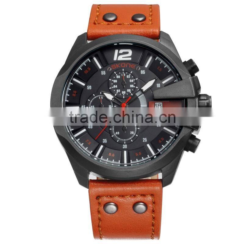 SKONE 9430 Best quality custom watch pu leather men hand watch