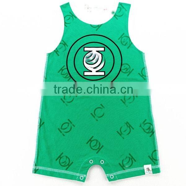 Comfortable designs soft baby sleeveless cotton jumpsuit