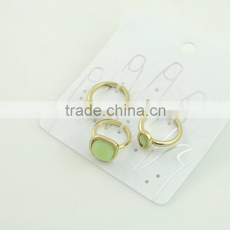 Hot time many sizes gold color alloy resin costom finger ring sets