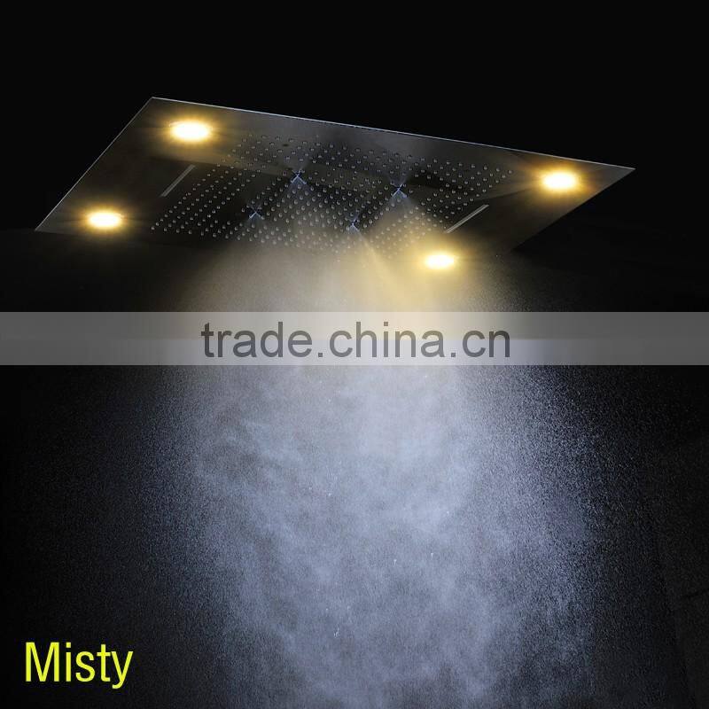 Wholesale modern LED ceiling shower set rainfall waterfall shower head hot cold high flow bath shower mixer bathroom accessories