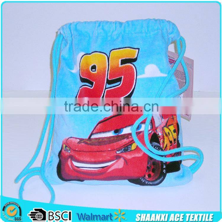 Velour printing Customer logo CAR print cotton towel fabric beach bag