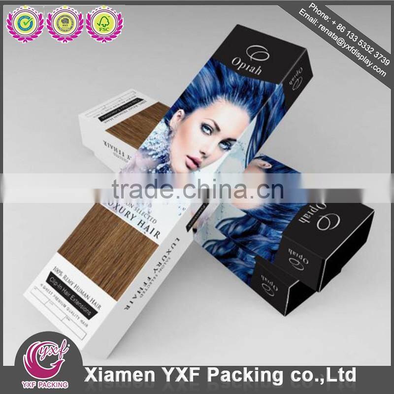 Gold shiny purple glossy finished hair extension packaging box