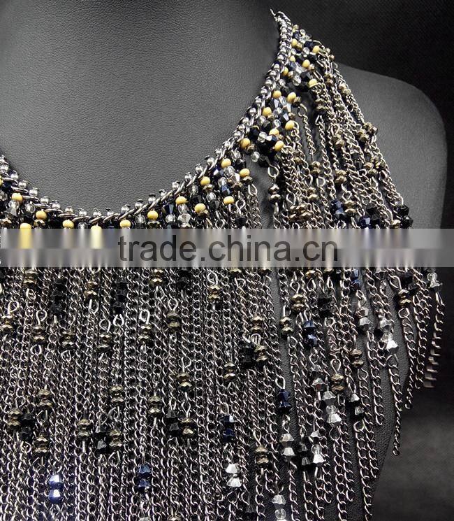 Water Drop Tassel Collar Necklace For Women Crystal Bead Brand Necklace Fashion Jewelry