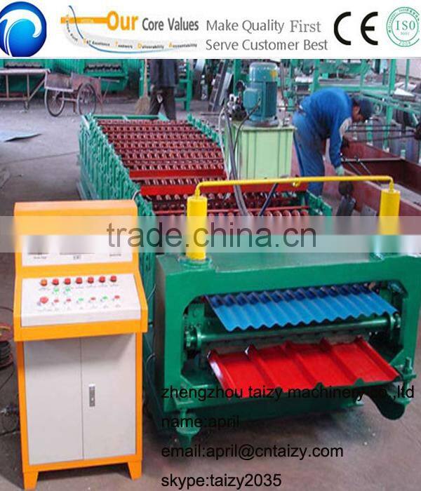 Color Automatic Tile Steel Roll Forming Machine-glazed tile roll forming machine-