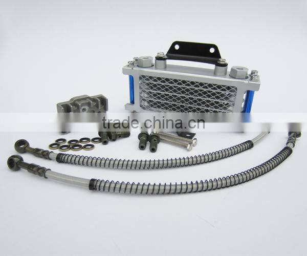 Hydraulic motorcycle oil cooler filled radiator