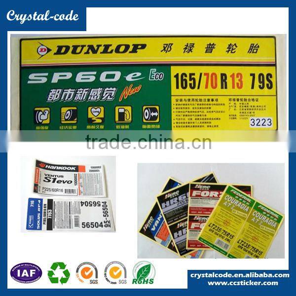 high temperature material PET rubber hot sale PP synthetic high tempersture self adhesive tyre label