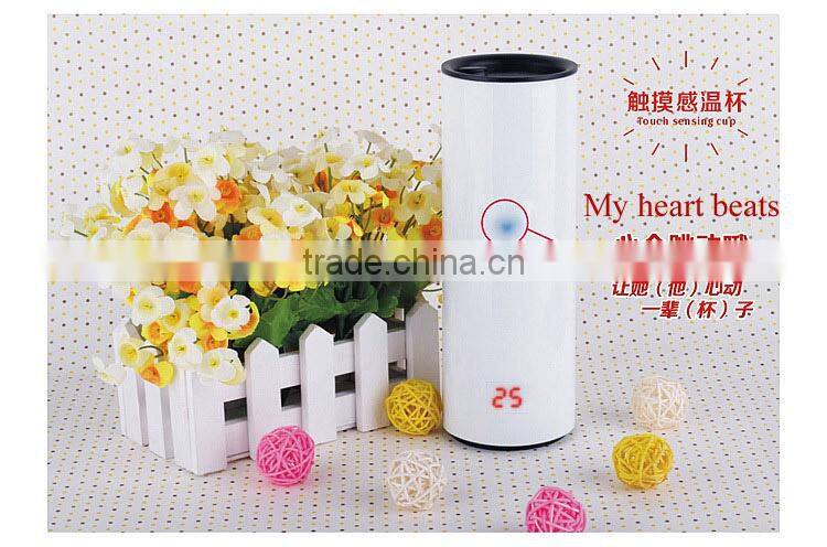 Funny Color Change Stainless Steel Cup/ Novelty Creative Touch Sensing Cup With LED Display For Mother's Gift