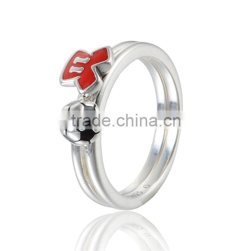 Fast Express Enamel Sterling Silver Jewelry Football Rings