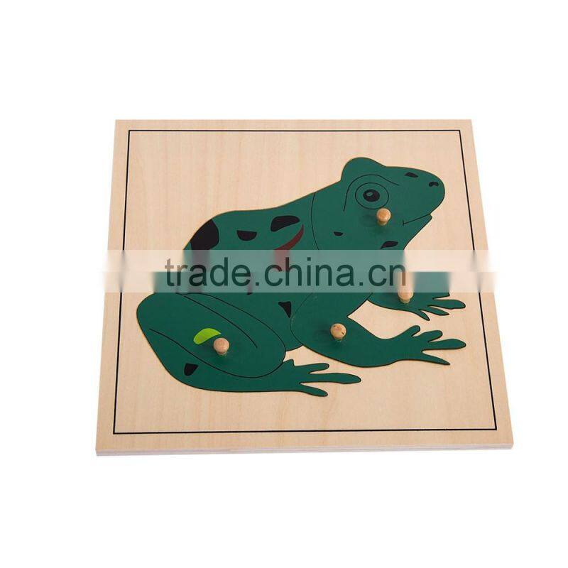 Baby wooden educational toys teaching aid montessori frog puzzle