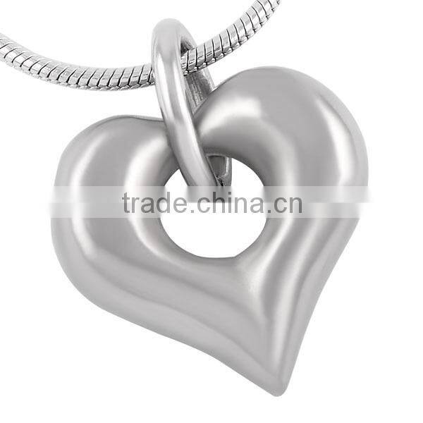 SRP8238 Engravable Blank Necklace Cremation Jewelry Keepsakes High Polish Hollow Heart Stainless Steel Cremation Urn Pendant