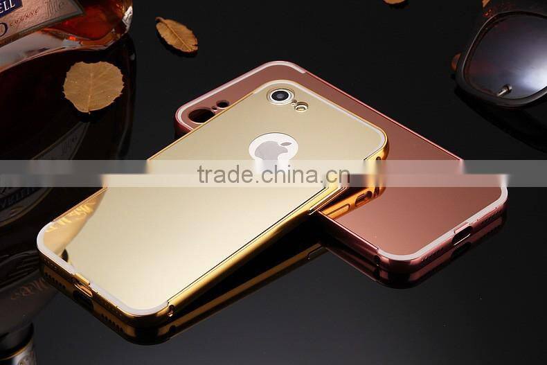 Deluxe Electroplating Mirror TPU Cover for iPhone 7 7 Plus Plating Bumper+Hard Plastic Cover Case