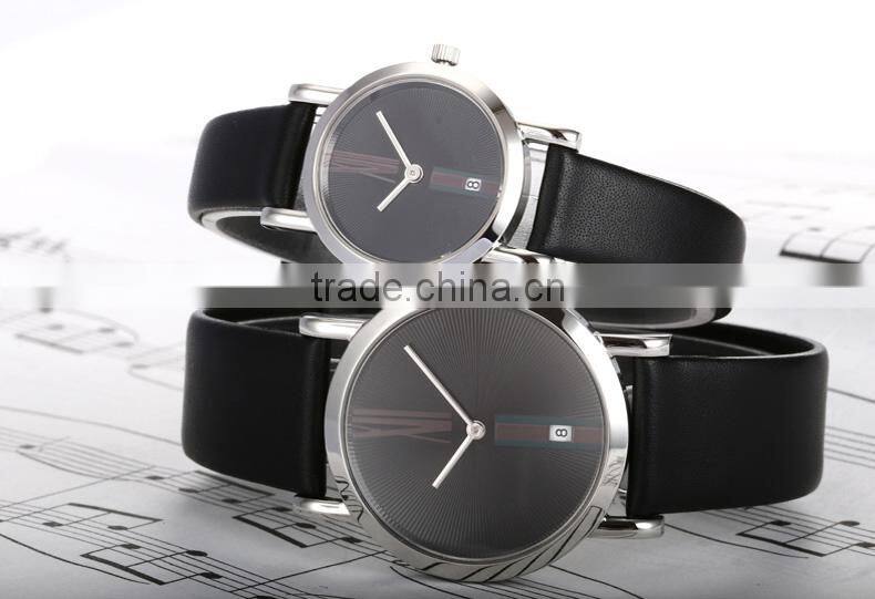 Leather Quartz Pair Couple Watches With Fashion Design