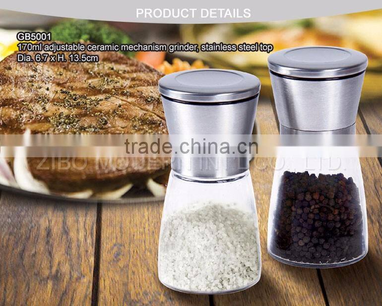 Fda Ceritified Industrial Salt Pepper Grinder Mills,black Manual Adjustable Salt And Pepper Grinder Mill,Glass Spice Grinder