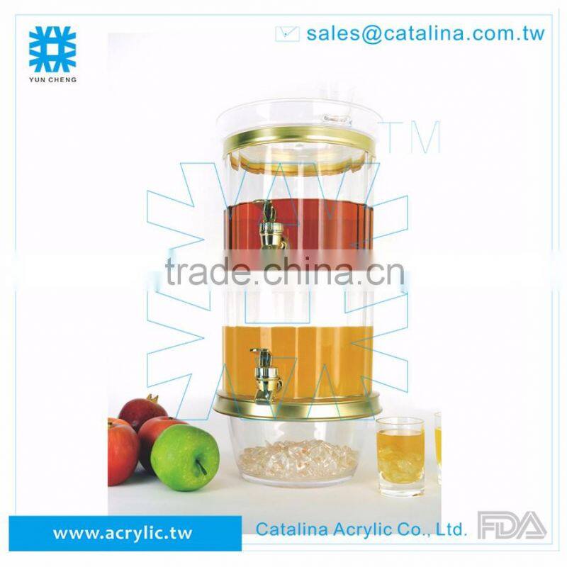 Luxury Bar Party Buttet Plastic Juice Beverage 2 Tier Cold Drinking Dispenser