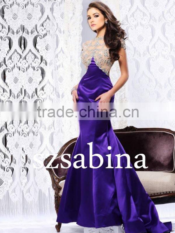 E0302 sexy lace top see through mermaid backless dress