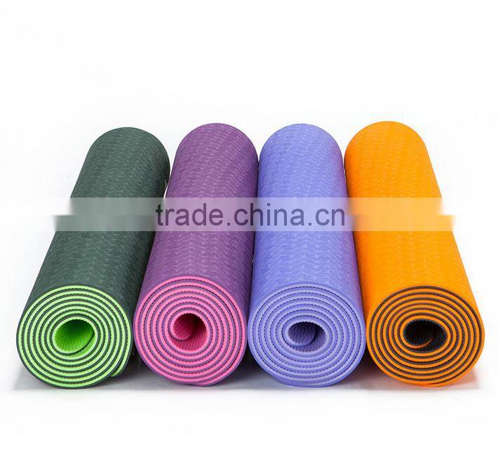 ECO-Friendly High Quality 8mm TPE Yoga Mat Indoor Fitness Equipments 2 Colors Yoga Mat