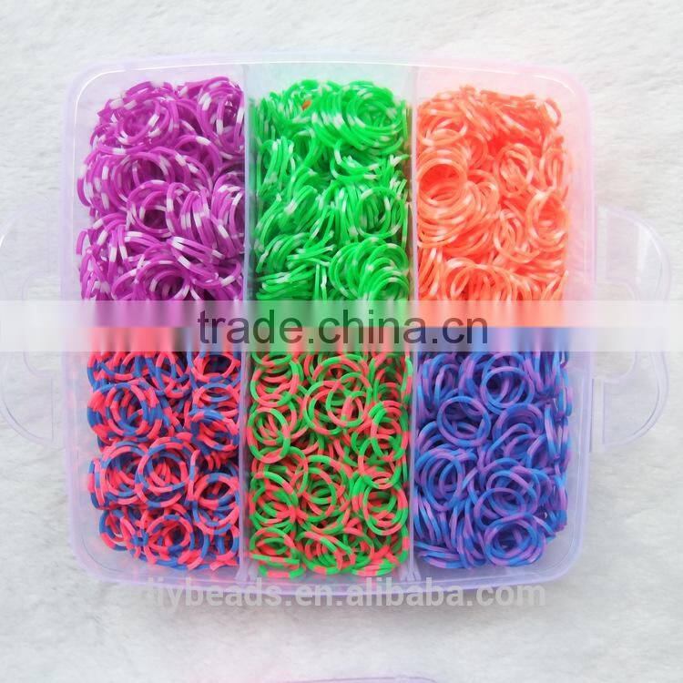 rubber bands in three layers plastic box with components loom bands for kids diy jewerly