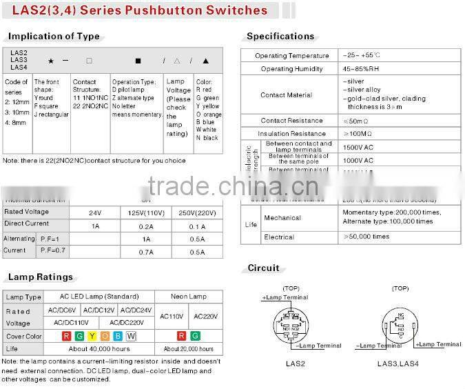 ONPOW small pushbutton switch(LAS2,3,4 series ,Dia.8mm,10mm,12mm,CE,ROHS,REECH)