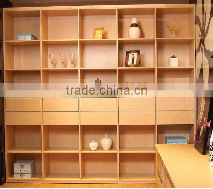 modern 4 drawer bookcase with glass doors