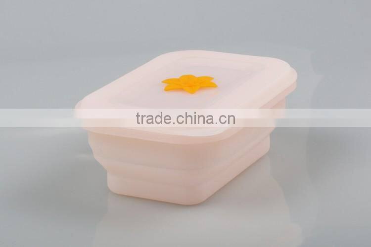 Outdoor Camping Collapsible Silicone Foldable Leakproof Bento Lunch Meal Box Container