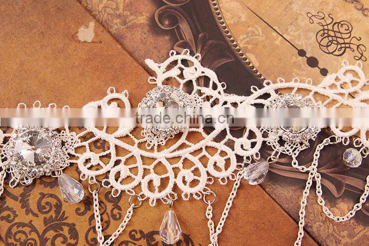 MYLOVE Women Goth Lace Gemstone Collar Choker Crystal Pendant Necklace Jewelry Gift MLY272