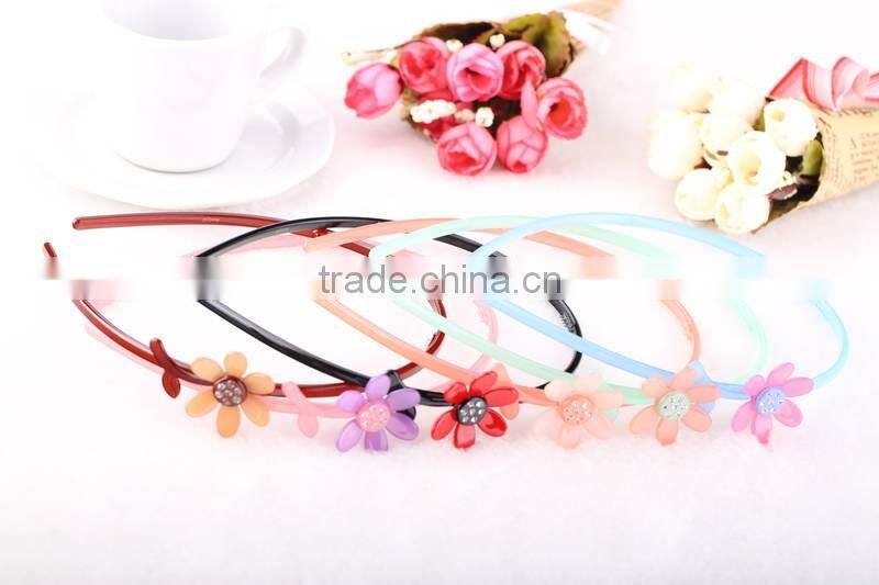 Cute baby kids handmade hair band acetate korean new hair ornament with teeth daisy flower rhinestone headband