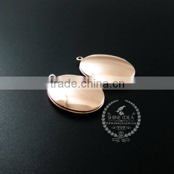 32*22MM rose gold plated brass oval photo locket vintage style fold photo locket pendant charm 1120013