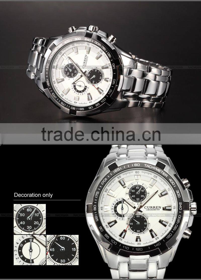 CURREN White Luxury Sport Analog Army Military Steel Band Men's Quartz Watch