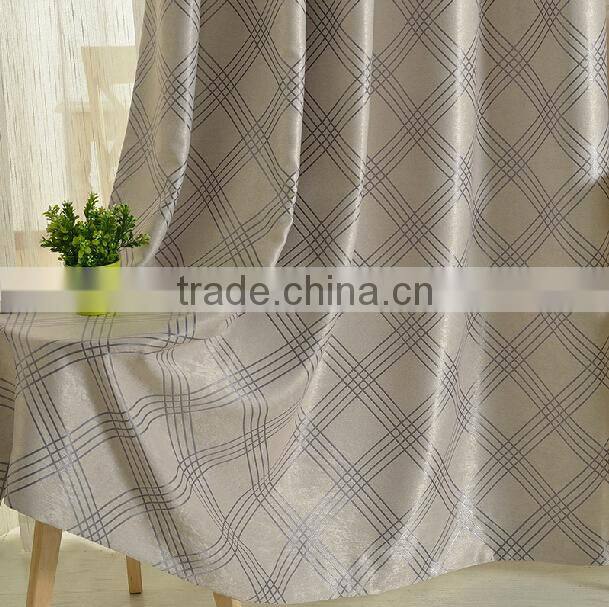 Geometrical pattern jacquard blackout fabric for Turkey curtain Hanghzou finished curtain supplier