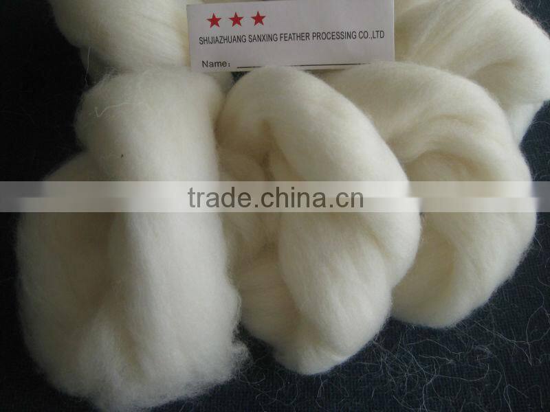 HOT!!!good quality merino wool top with shrink-resistant/superwash treatment 22.5MIC, 80MM, natural white color.