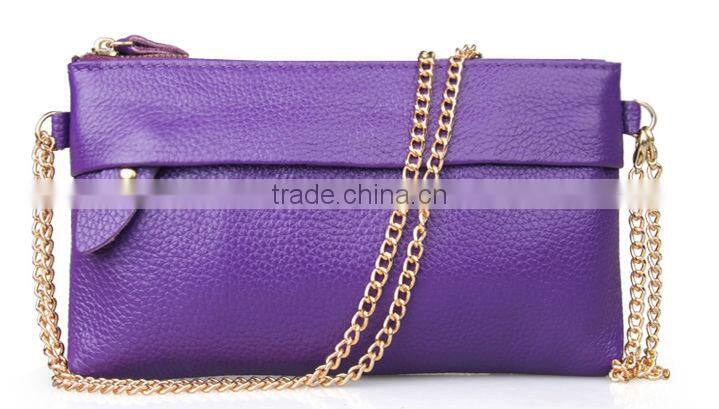 Wholesale Multifunction Women Ladies Genuine Leather Clutch Handbag Small Shoulder Bag Wallet Pouches Purse With Long Chain