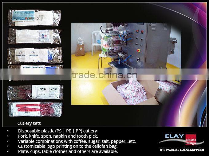 Airline plastic PS cutlery knife fork spoon pack disposable