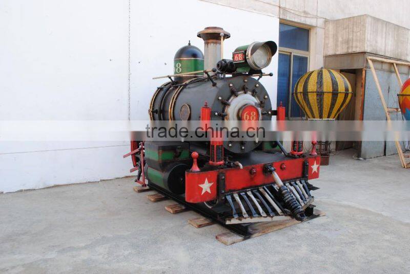 Outdoor steam train with christmas decotation