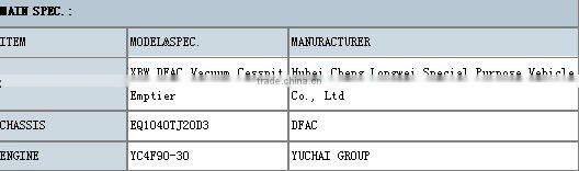 Ideal Dongfeng XBW 4x2 vacuum fecal truck