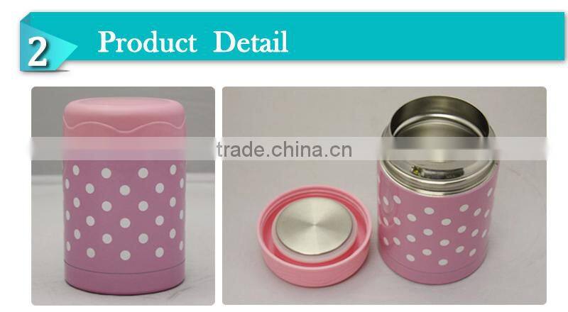 fashion pink wave point stainless steel thermos lunch box