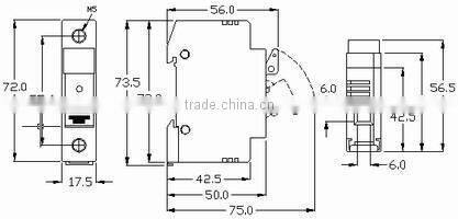 FS-033L3 Din Rail Type With Indicator 3 Pole 32A 600V AC DC Fuse Holder