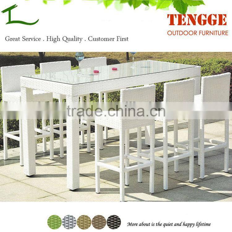 YH-8198 Outdoor bar table and chair UV resistant outdoor white wicker bar chair