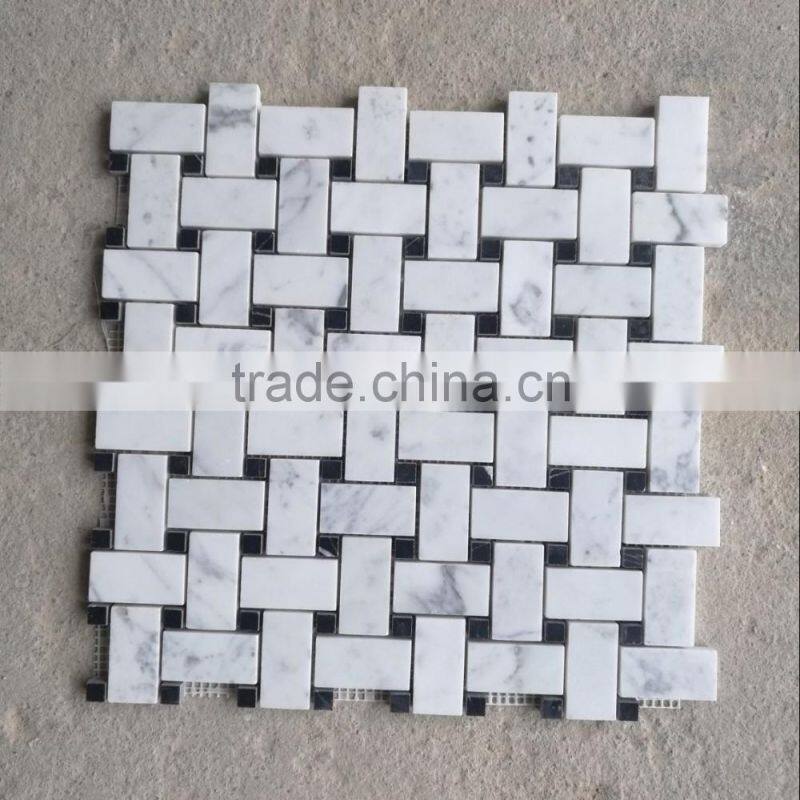 carrara white basket weave mosaic