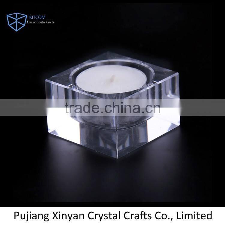 Hot sales Promotional clear squared crystal candle holder
