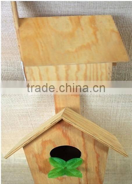 Wood artificial bird nest for round wood window