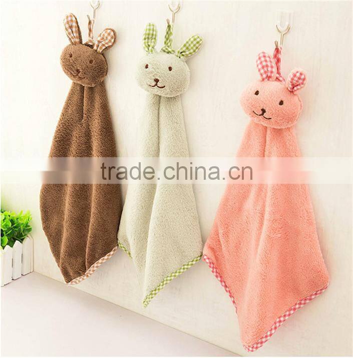 N105 Little girls cute rabbit jacquard small square towel for wholesale Yiwu factory
