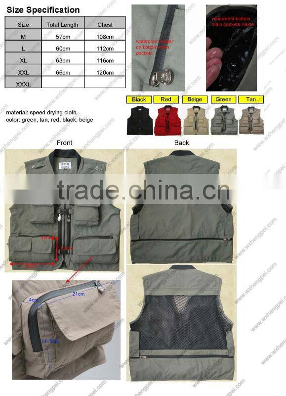 Photography Vest/100% Cotton Photography Vests Multi Pocket Vest