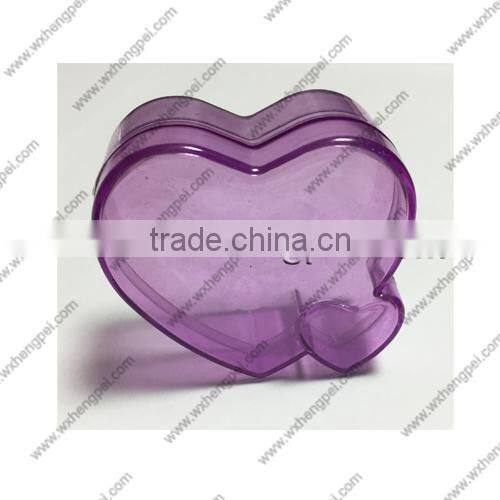 Cleverish portable cute purple heart-shaped plastic storage jewelry wedding box kit
