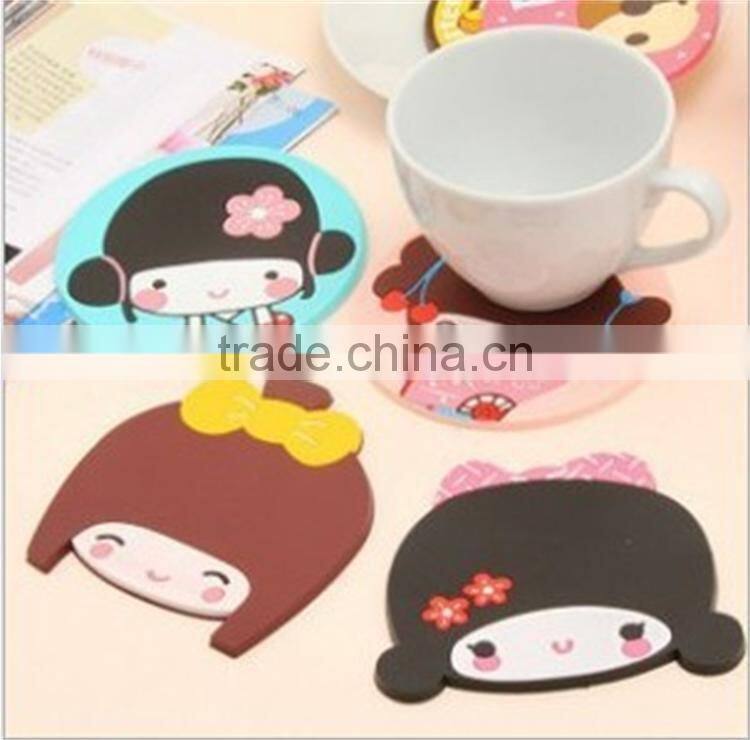 14071811 fancy silicone coaster rubber cup mat