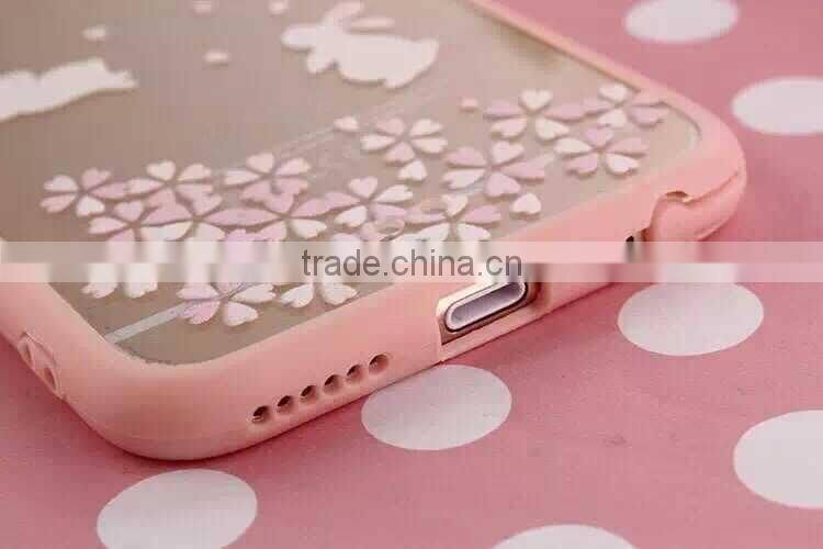 TPU + Acrylic transparent pink cartoon cute phone case for iPhone 6
