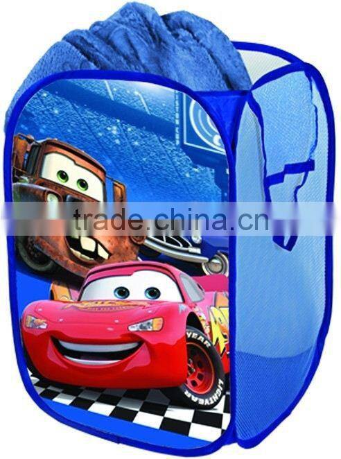 Cute Cartoon Cars Kids Pop Up Laundry Hamper Folding Laundry Bag Foldable Easy Open 2 Polyester