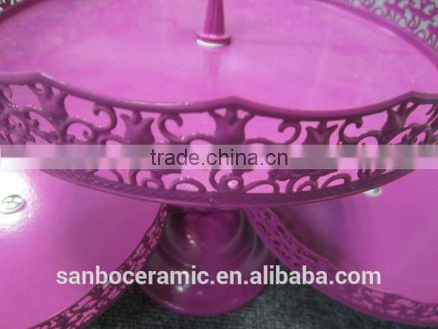 Factory direct price Two tier crystal cake stand round shape metal cake stand