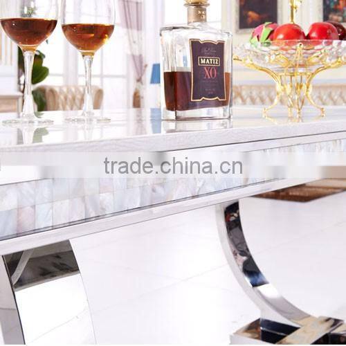 8 Seaters Dining Room Table Marble Top Stainless Steel