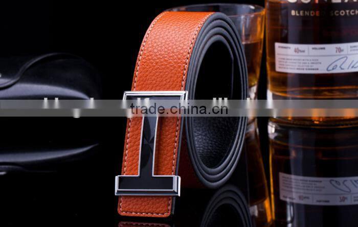 High quality leather belt Genuine smooth buckle leather belt