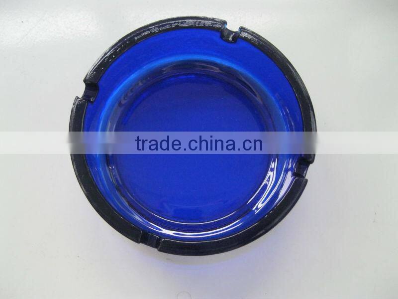 dark blue glass ashtray